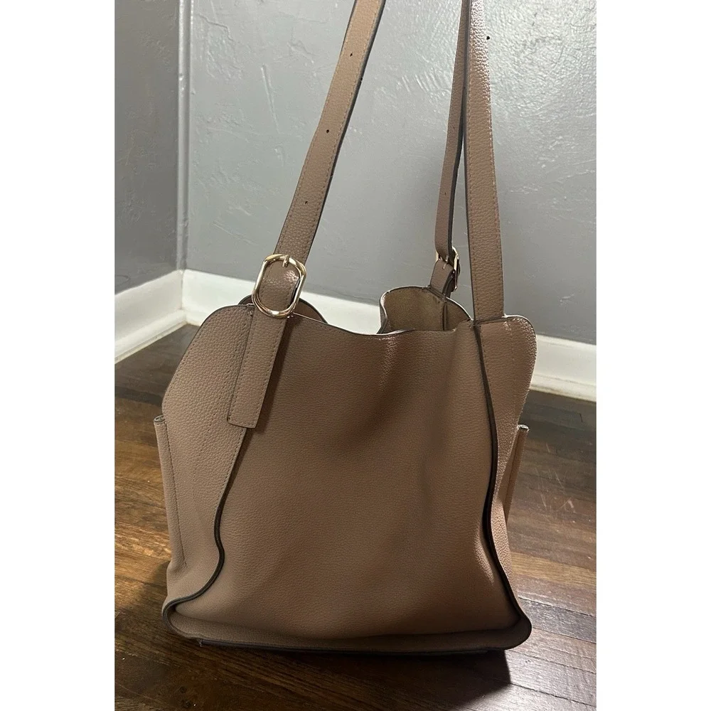 Susan Robert's Squared Beige/pink Slouchy Hobo Leather Bag Boho Western Timeless